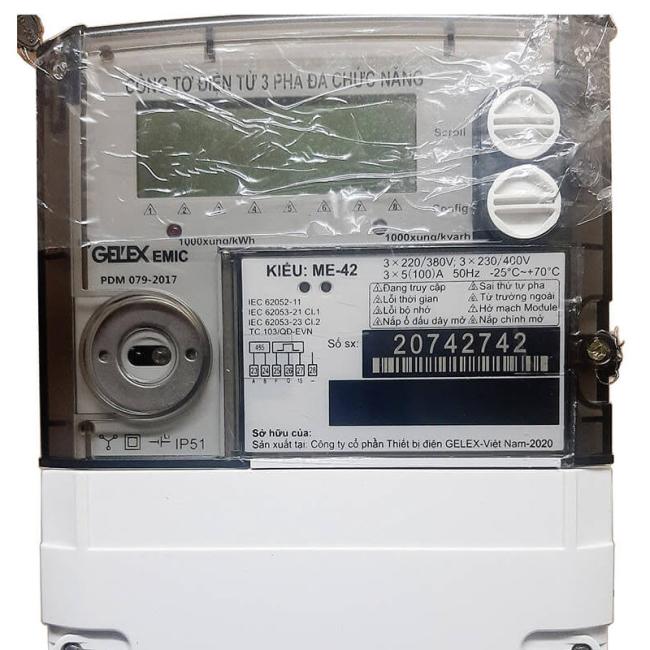 Công tơ điện tử 3 pha 100A Gelex Emic ME-42