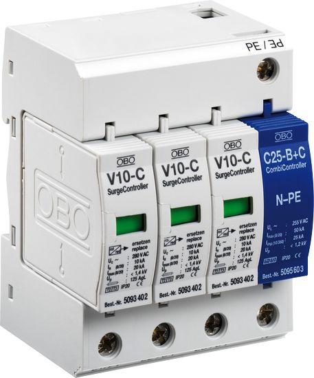 V10-C/3+NPE-280 : chống sét OBO 3 pha 230/400V, Imax 20kA / pha