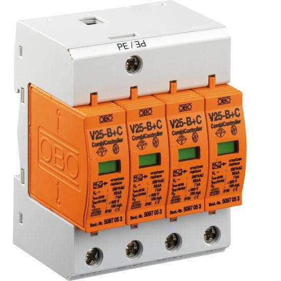 OBO V25-B+C4 : Chống sét 4P In 120kA, Imax 200kA
