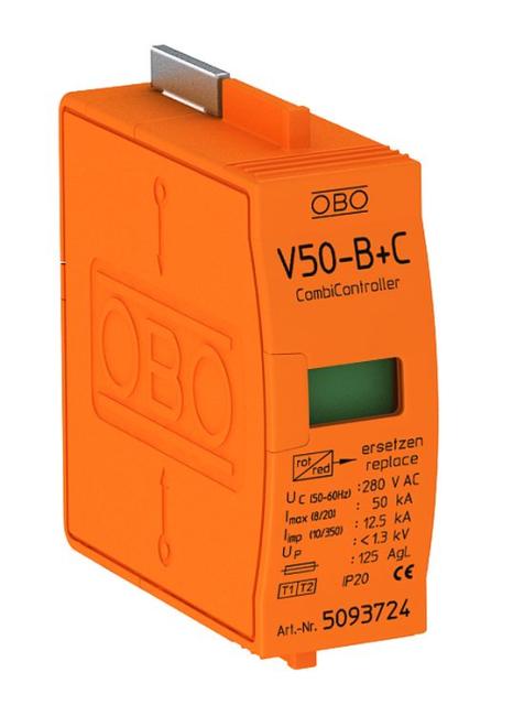 OBO V50-B+C : Module chống sét Imax 50kA, combicontroller